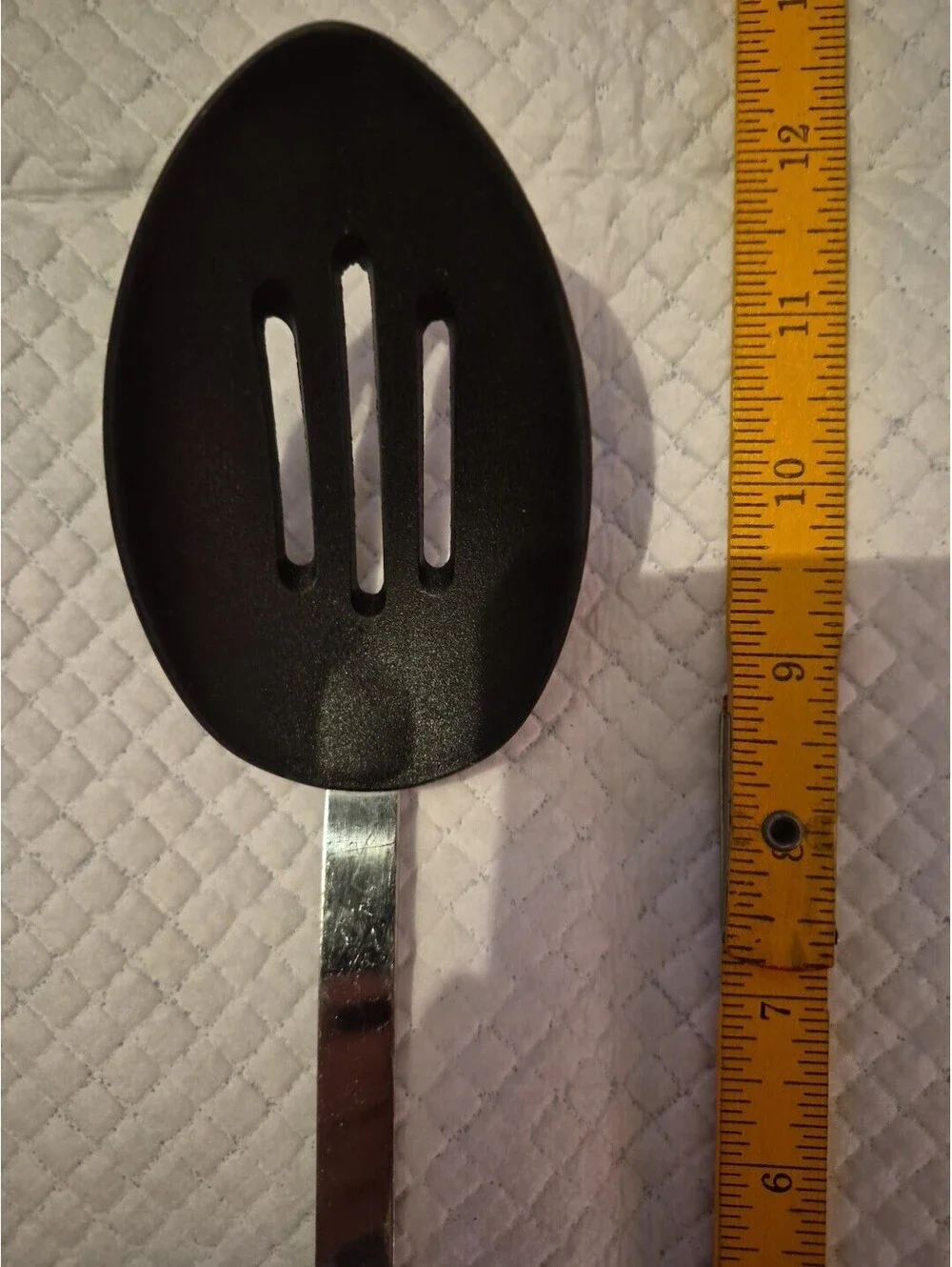 Slotted Black Nylon Spoon With Stainless Plastic Handle 12”